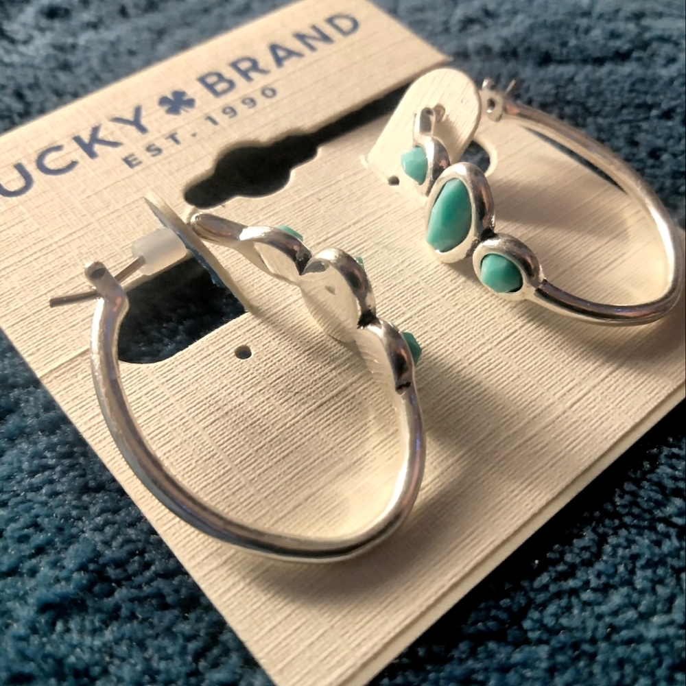 LUCKY BRAND EST.1990 (Semi-Precious) Turquoise Hoop Earrings